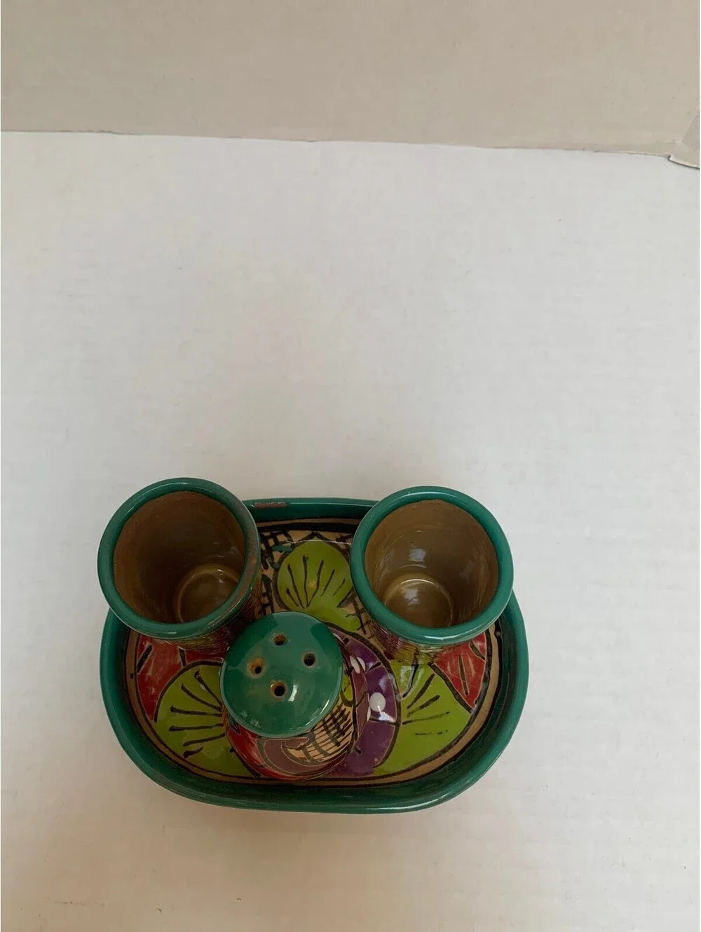 NWOT Mextequil 4 Piece Talavera Set Mexican Folk Art Tequila Set